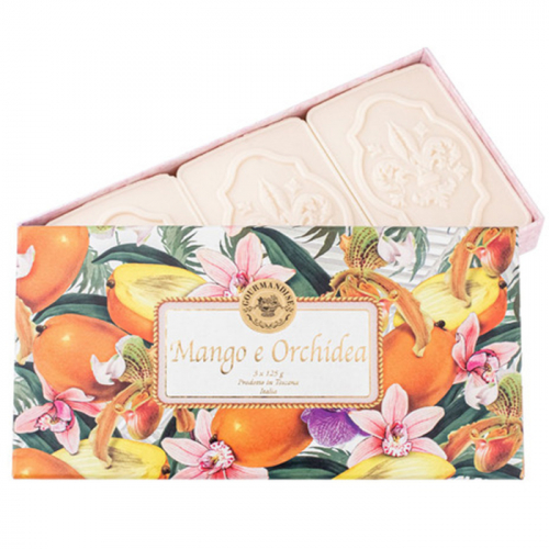 Набор натурального парфюмированного мыла Манго и орхидея GOURMANDISE 3х125 г