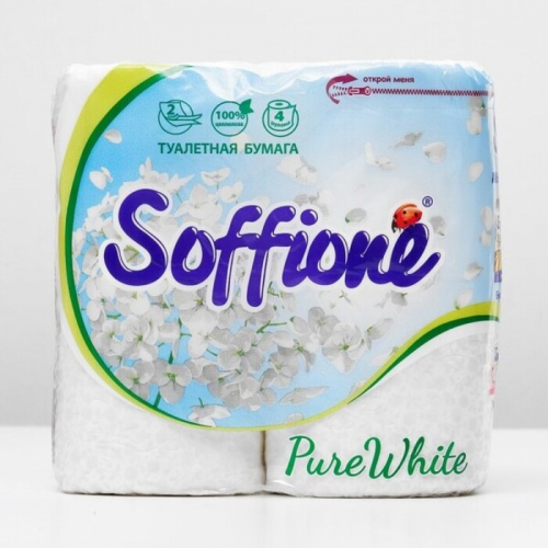 Туалетная бумага Soffione Pure White, 2 слоя, 4 рулона