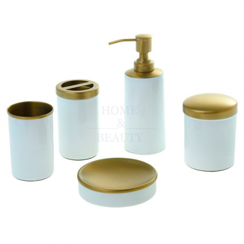 Набор аксессуаров для ванны 5 предметов сталь (дозатор, мыльница, 3 стакана) 