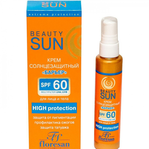 Солнцезащитный крем "барьер" SPF 60 "Beauty SUN", FLORESAN, 75 мл