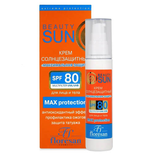 Солнцезащитный крем "максимальная защита" SPF 80 "Beauty SUN", FLORESAN, 75 мл