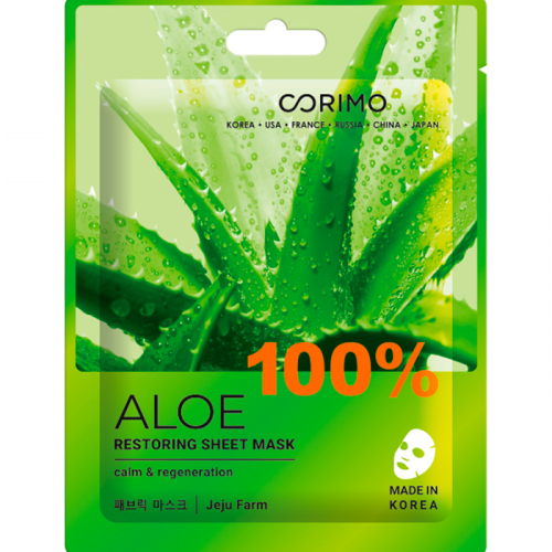 Тканевая маска для лица "Восстановление" CORIMO 100% ALOE 22 г