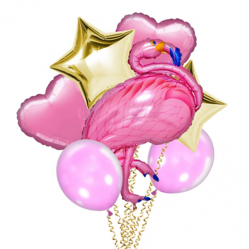 Набор шаров "Фламинго": фольгированные и латексные шары, 7 шт.