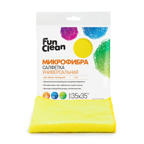 Салфетка универсальная из микрофибры для уборки помещений 35*35 см FUN CLEAN