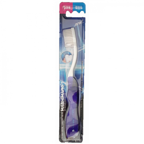 Зубная щетка MASHIMARO со сверхтонкими щетинками двойной высоты и складной ручкой, средней жесткости, EQ  (Цвет: МИКС)